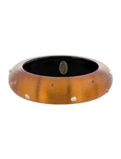 Pre-owned Alexis Bittar Lucite Studded Bangle Bracelet, 8" In Orange