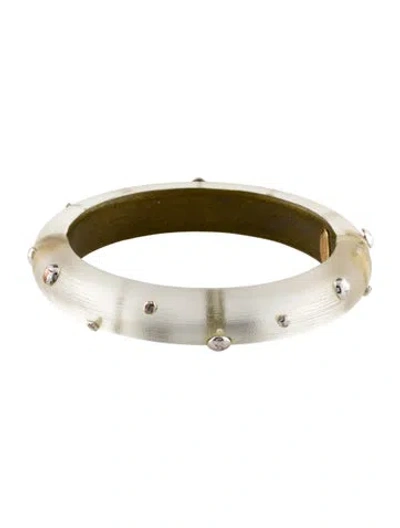 Pre-owned Alexis Bittar Lucite Studded Hinge Bangle Bracelet, 7" In Multi