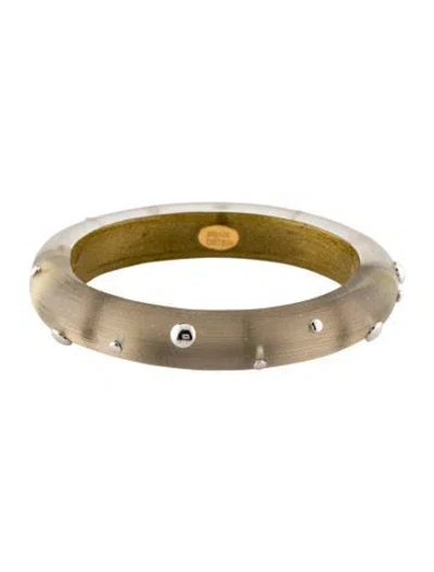 Pre-owned Alexis Bittar Lucite Studded Hinge Bangle Bracelet, 7" In Transparent