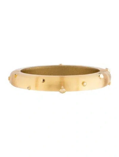 Pre-owned Alexis Bittar Lucite Studded Hinged Bangle, 7" In Yellow