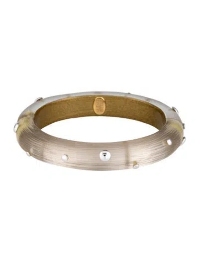 Pre-owned Alexis Bittar Lucite Studded Hinged Bangle Bracelet, 7" In Multi