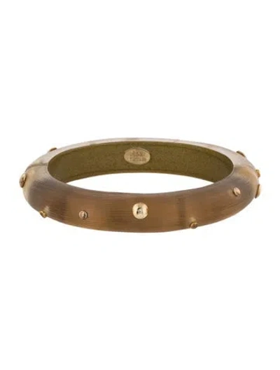 Pre-owned Alexis Bittar Lucite Studded Hinged Bangle Bracelet, 7" In Multicolor