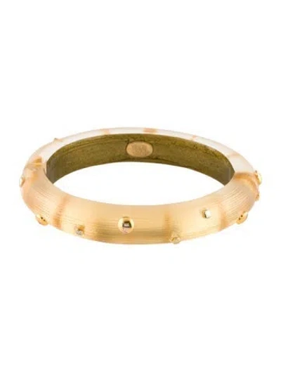 Pre-owned Alexis Bittar Lucite Studded Hinged Bangle Bracelet, 7" In Neutral
