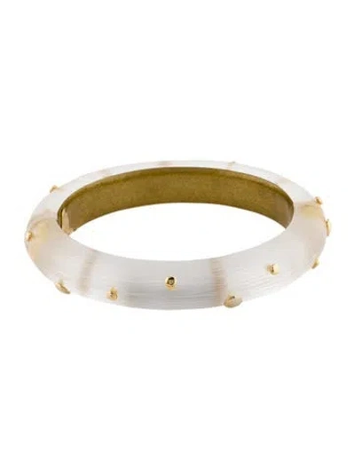Pre-owned Alexis Bittar Lucite Studded Hinged Bangle Bracelet, 7" In Transparent