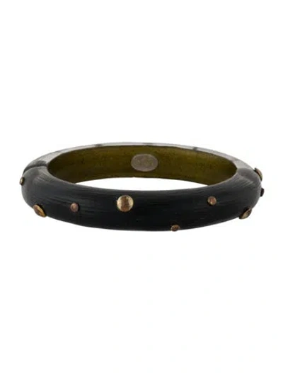 Pre-owned Alexis Bittar Lucite Studded Hinged Bangle Bracelet, 7" In Transparent
