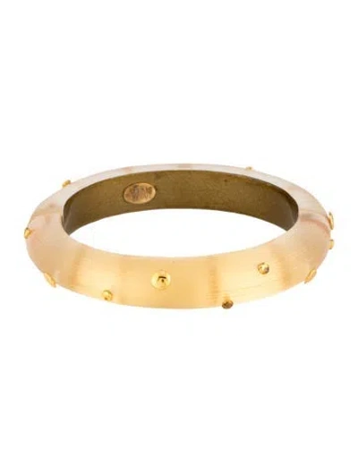 Pre-owned Alexis Bittar Lucite Studded Hinged Bangle Bracelet, 7.25" In Multicolor