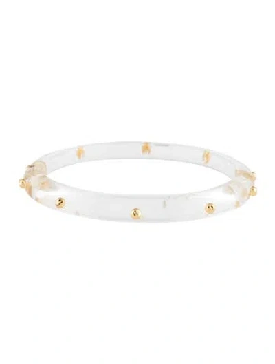 Pre-owned Alexis Bittar Lucite Studded Hinged Bangle Bracelet, 7.5" In Multicolor