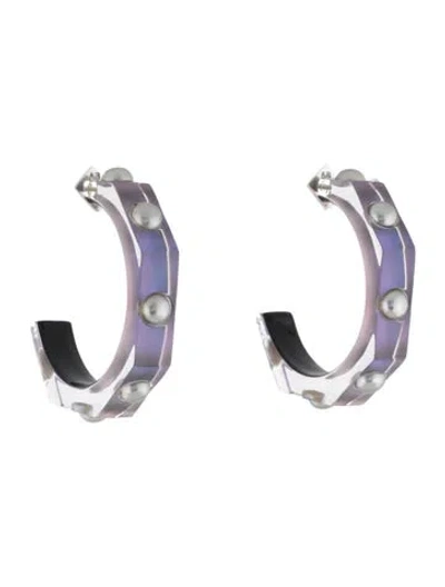 Pre-owned Alexis Bittar Lucite Studded Hoop Earrings In Multicolor