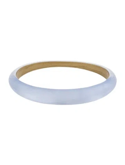 Pre-owned Alexis Bittar Lucite Tapered Bangle Bracelet, 8" In Blue/clear