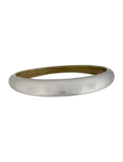Pre-owned Alexis Bittar Lucite Tapered Bangle Bracelet, 8" In Clear/gold
