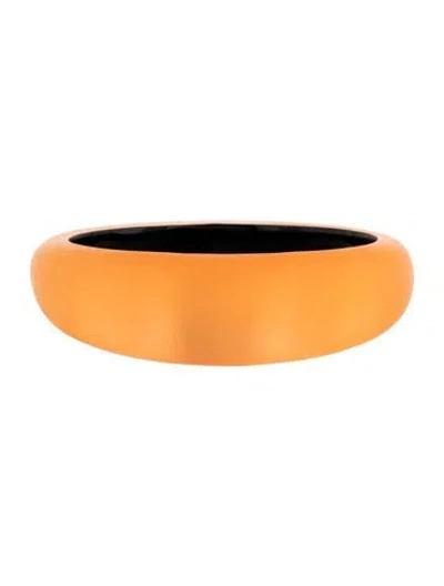Pre-owned Alexis Bittar Lucite Tapered Bangle Bracelet, 8.25" In Black/clear/orange