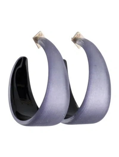 Pre-owned Alexis Bittar Lucite Tapered Hoop Earrings In Multi