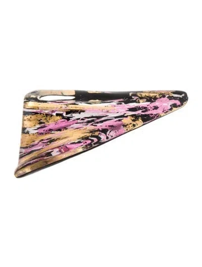 Pre-owned Alexis Bittar Lucite Wavy Fan Brooch Pin In Multi