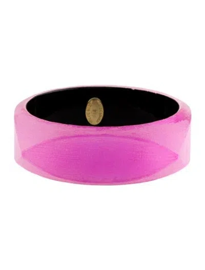 Pre-owned Alexis Bittar Lucite Wide Squared Bangle, 8" In Pink