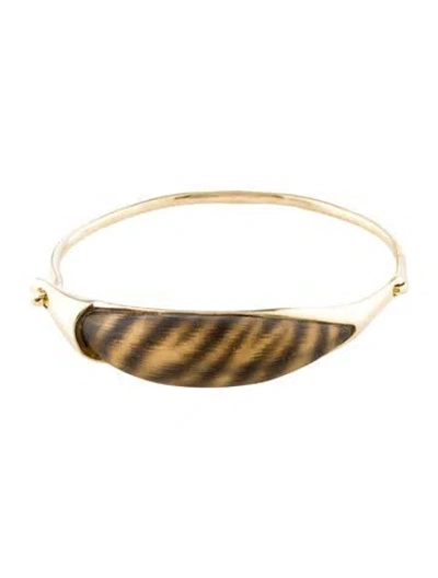 Pre-owned Alexis Bittar Lucite Zebra Bangle Bracelet, 7" In Multi