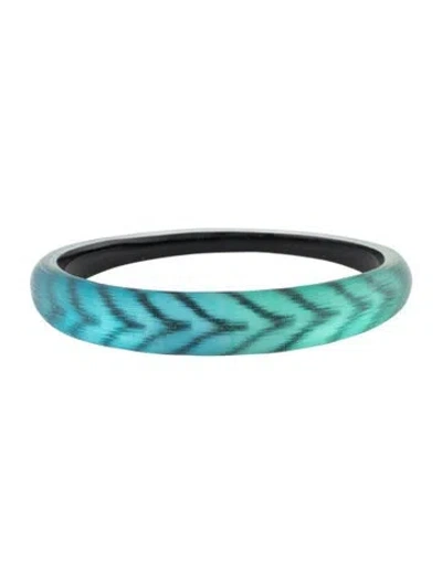 Pre-owned Alexis Bittar Lucite Zig-zag Bangle Bracelet In Blue/green