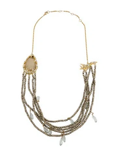 Pre-owned Alexis Bittar Lucite,crystal & Beaded Multi-strand Necklace, 24"