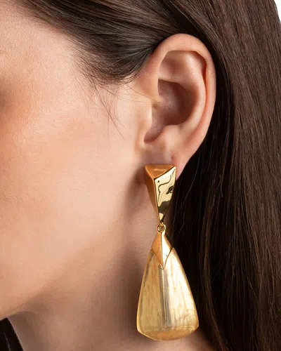 Alexis Bittar Luminous Lucite Armor Geometric Statement Earrings In 14k Gold Plated