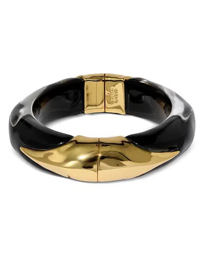 Alexis Bittar Luminous Lucite Claw Hinge Bracelet In Black/gold
