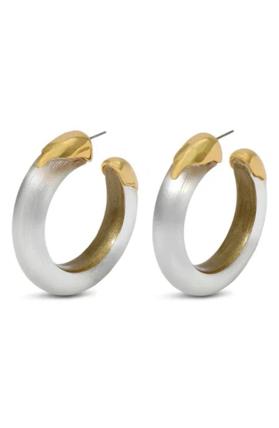 Alexis Bittar Luminous Lucite Gold Dipped Hoop Earrings In Silver/gold