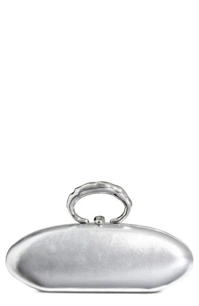 Alexis Bittar Molten Gold Bullet Clutch In Silver