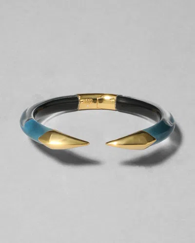 Alexis Bittar Mirrored Pyramid Brake Hinge Bracelet- In Blue