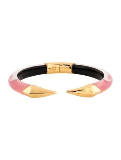 Pre-owned Alexis Bittar Mirrored Pyramid Lucite Hinge Bracelet, 6.75" In Multicolor