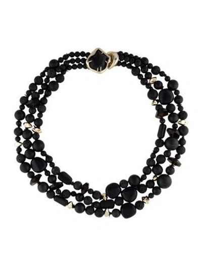 Pre-owned Alexis Bittar Miss Havisham Multistone Three Strand Necklace, 19" In Black