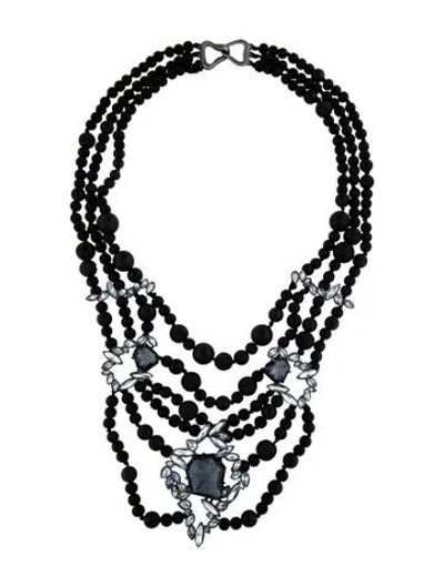 Pre-owned Alexis Bittar Miss Havisham Stone & Crystal Multistrand Necklace, 20" In Black/blue