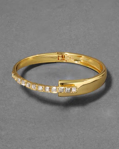Alexis Bittar Molten Crystal Overlay Hinge Bracelet In Gold