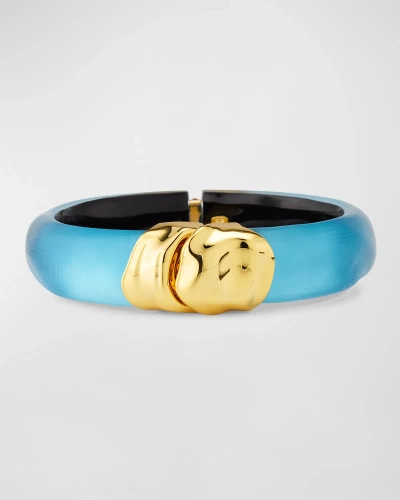 Alexis Bittar Molten Gold Hinge Bracelet In Brmuda Blu