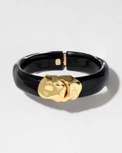 Alexis Bittar Molten Gold Lucite Hinge Bracelet- In Black