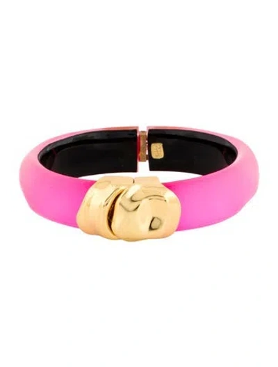 Pre-owned Alexis Bittar Molten Hinge Bracelet, 6.5" In Clear/pink