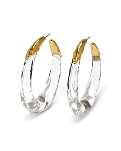 Alexis Bittar Lucite Molten Hoop Earrings Clear In White