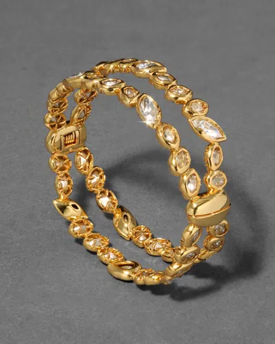 Alexis Bittar Molten Pebble Crystal Stacked Hinge Bracelet In Gold