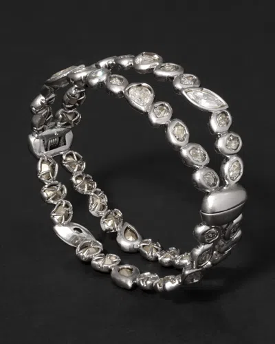 Alexis Bittar Molten Pebble Crystal Stacked Hinge Bracelet In White