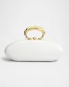 Alexis Bittar Molten Ring Bullet Leather Clutch Bag In White Prl