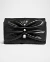 Alexis Bittar Molton Crystal Ruched Leather Crossbody Bag In Black