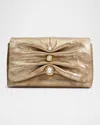 Alexis Bittar Molton Ruched Metallic Leather Crossbody Bag In Atq Gold