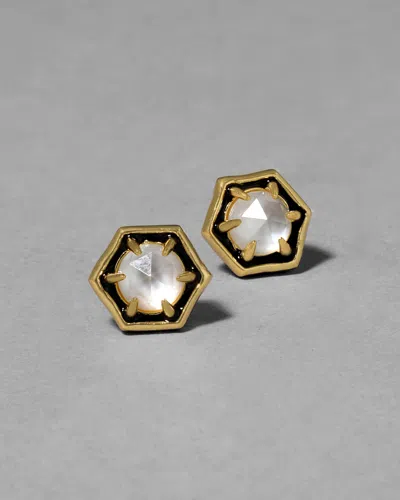 Alexis Bittar Mosaic Bezel Post Earrings In Gold