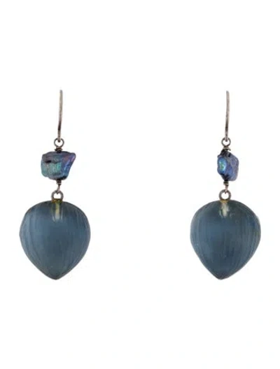 Pre-owned Alexis Bittar Mother Of Pearl & Lucite Drop Earrings In Blue