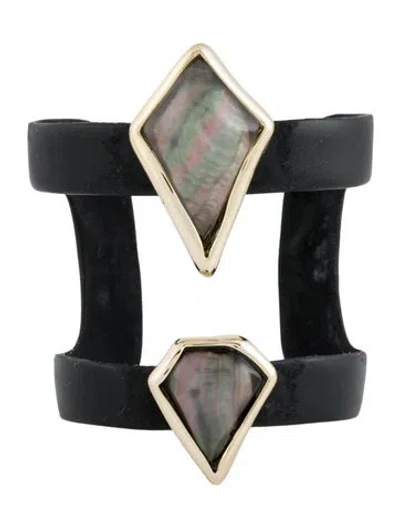 Pre-owned Alexis Bittar Mother Of Pearl & Lucite Miss Havisham Cuff Bracelet, 6.25" In Multi