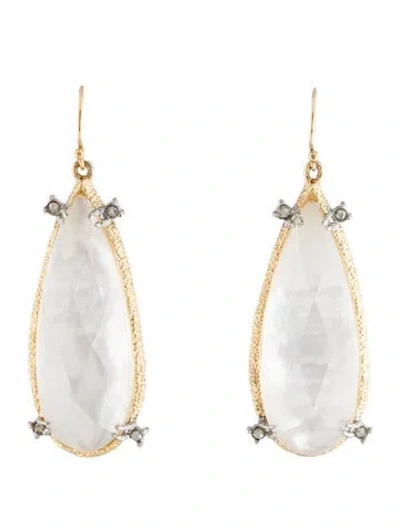 Pre-owned Alexis Bittar Mother Of Pearl Doublet & Crystal Elements Moonlight Teardrop Earrings In Multi