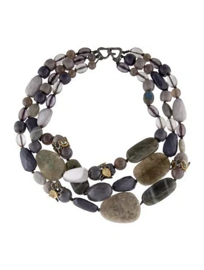 Pre-owned Alexis Bittar Multi-stone, Crystal & Bead Multistrand Necklace, 19" In Multicolor