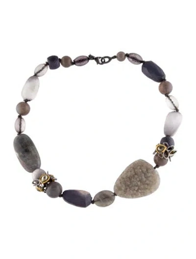 Pre-owned Alexis Bittar Multistone Element Beaded Collar Necklace, 19"