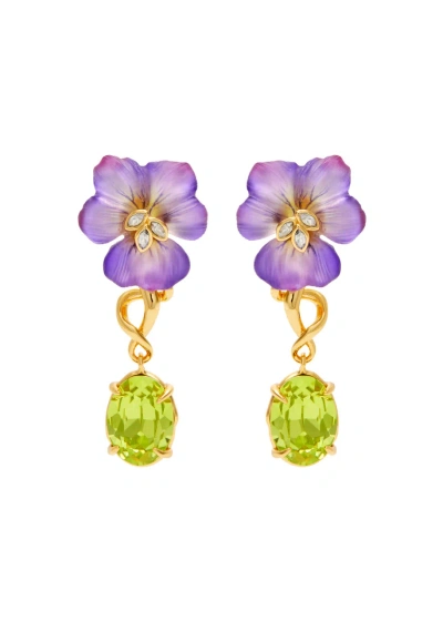 Alexis Bittar Pansy 14kt Gold-plated Drop Earrings In Purple