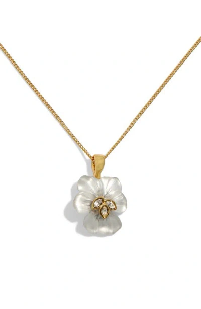 Alexis Bittar Pansy Pendant Necklace, 16-18 In White/gold