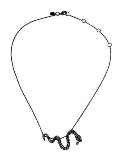 Pre-owned Alexis Bittar Pavé Crystal Snake Pendant Necklace, 19" In Multi