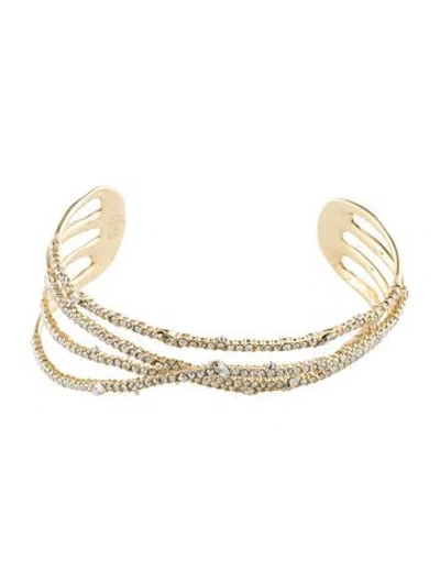 Pre-owned Alexis Bittar Pave Orbiting Cuff Bracelet, 6" In Multi