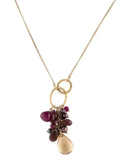 Pre-owned Alexis Bittar Pearl & Bead Cluster Pendant Neckalce, 16.25" In Multi